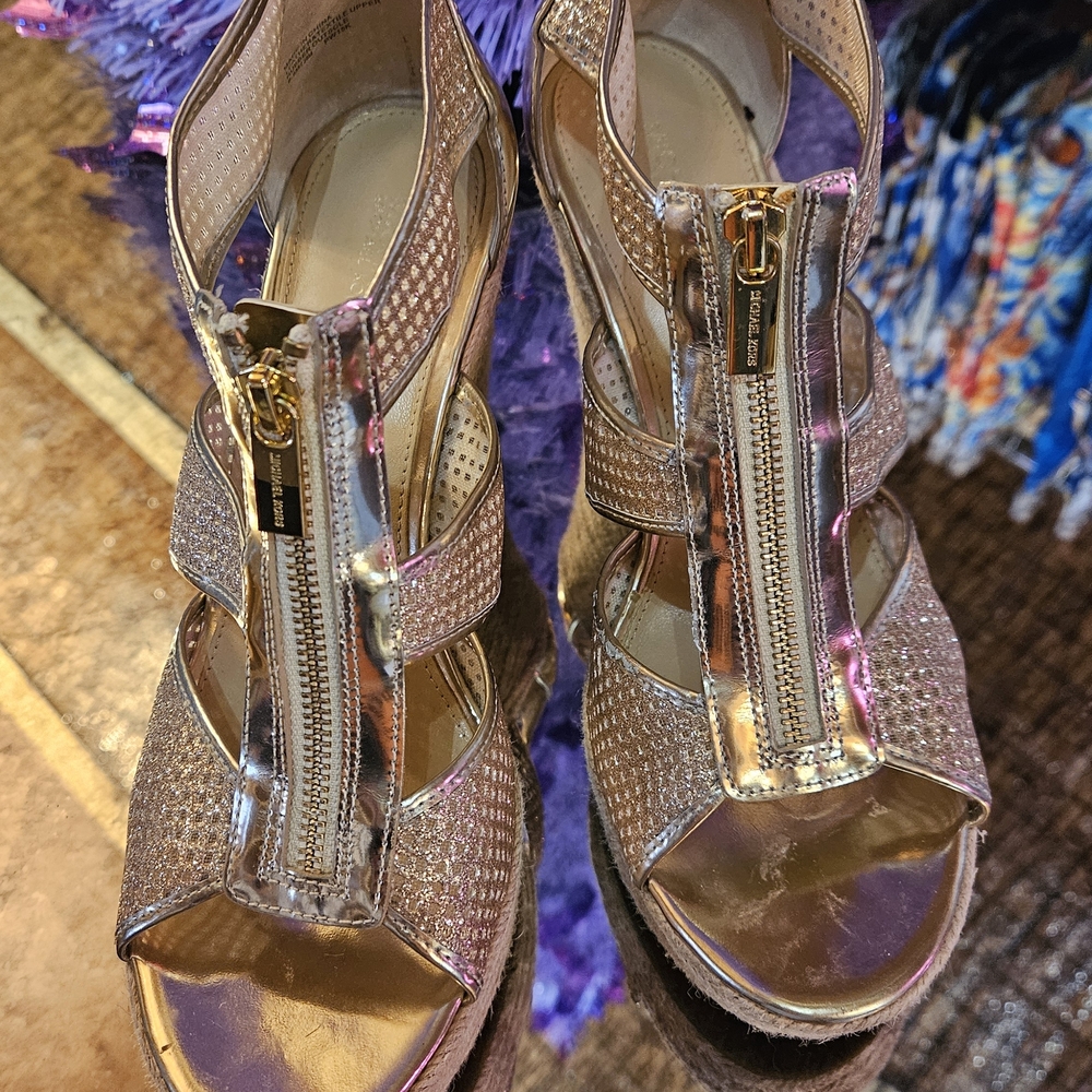 Michael Kors Shimmering Gold Zipper Sandals